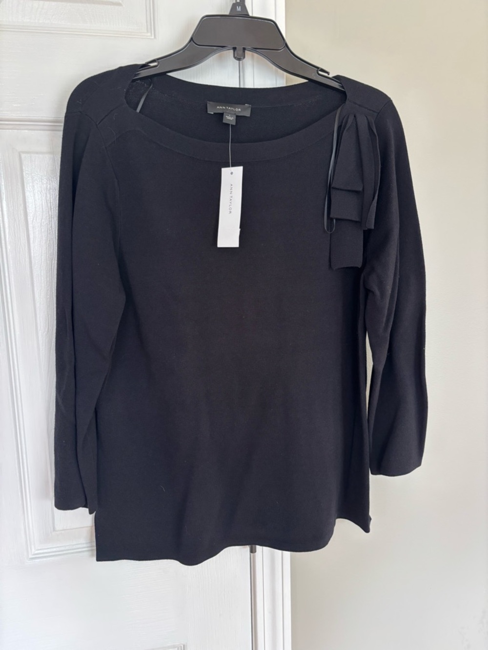 Ann Taylor Black Bow Shoulder Sweater - Picture 2 of 7